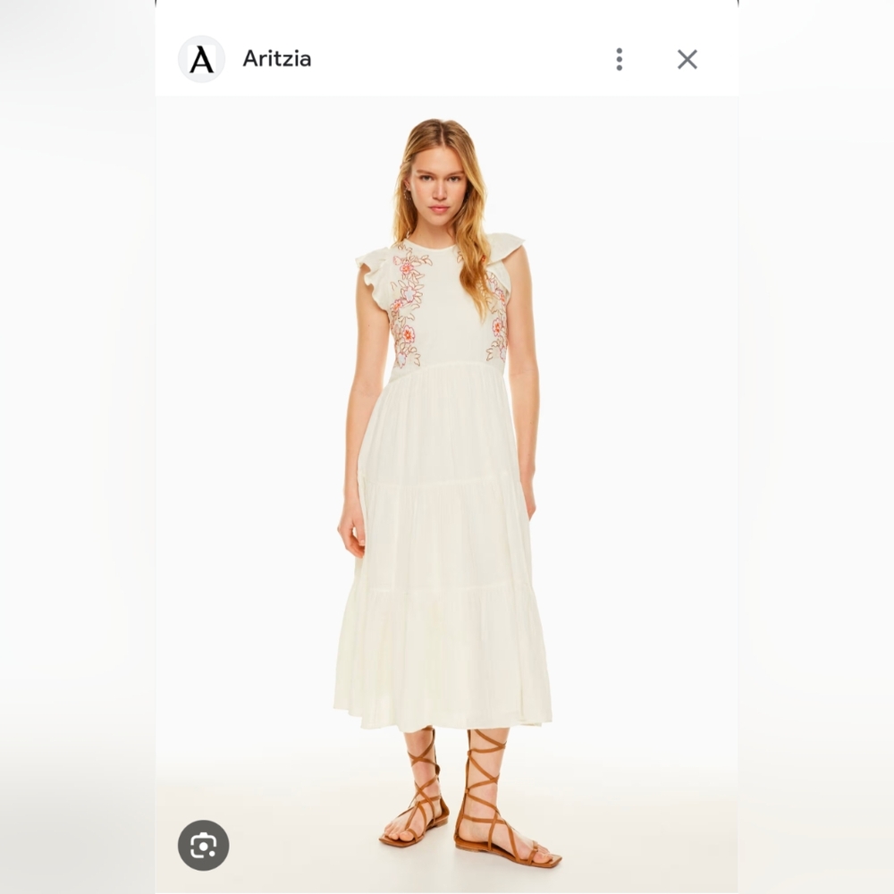 Little Moon Embroidered Cream Dress Size Extra Small xs